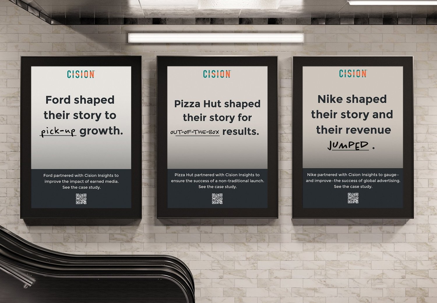 Cision Shape Your Story campaign — subway out-of-home