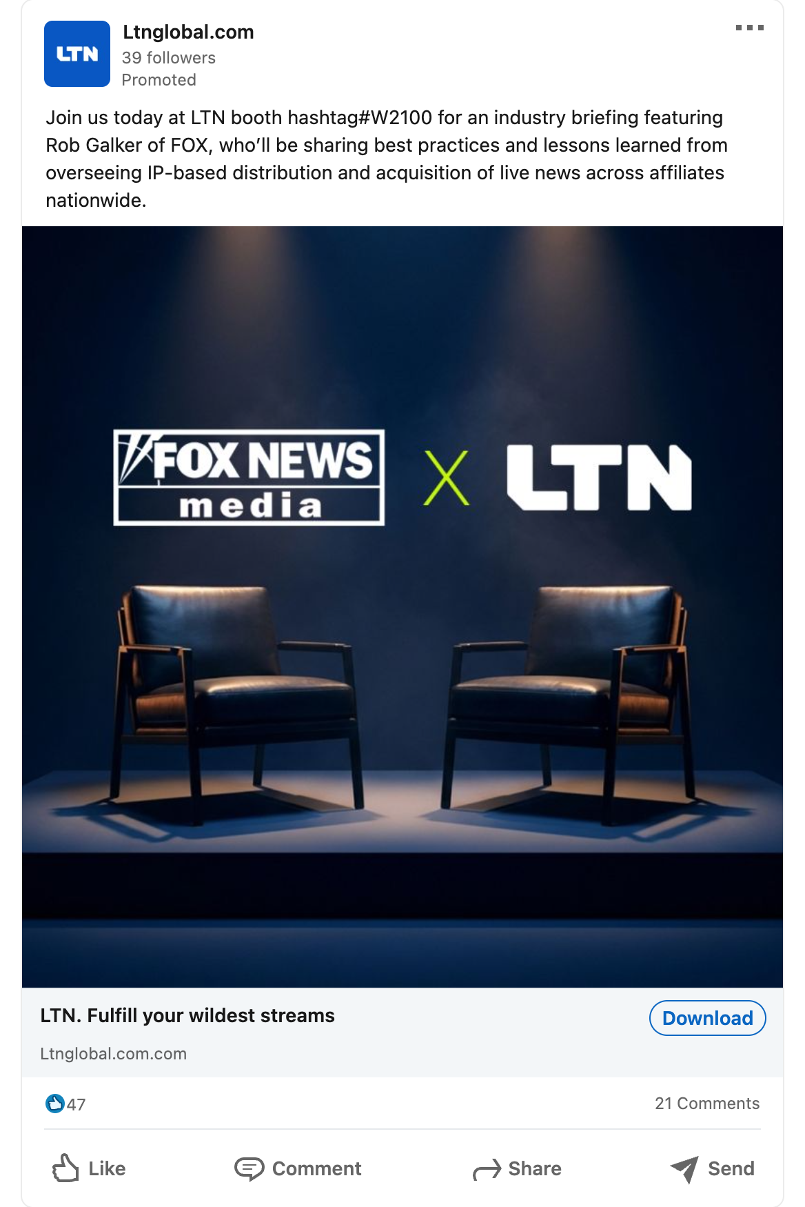 LTN NAB LinkedIn ad mockup