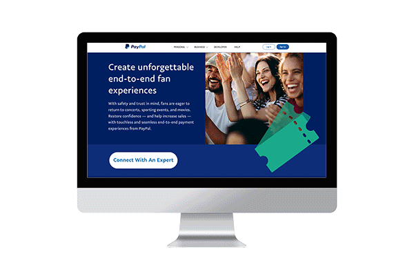 PayPal ticketing landing page