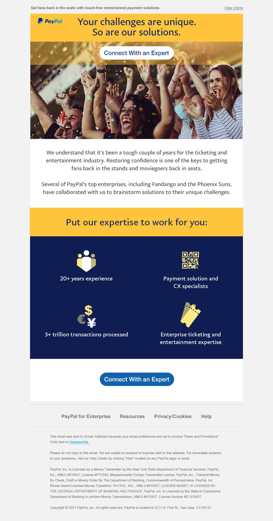 PayPal ticketing nurture email 1